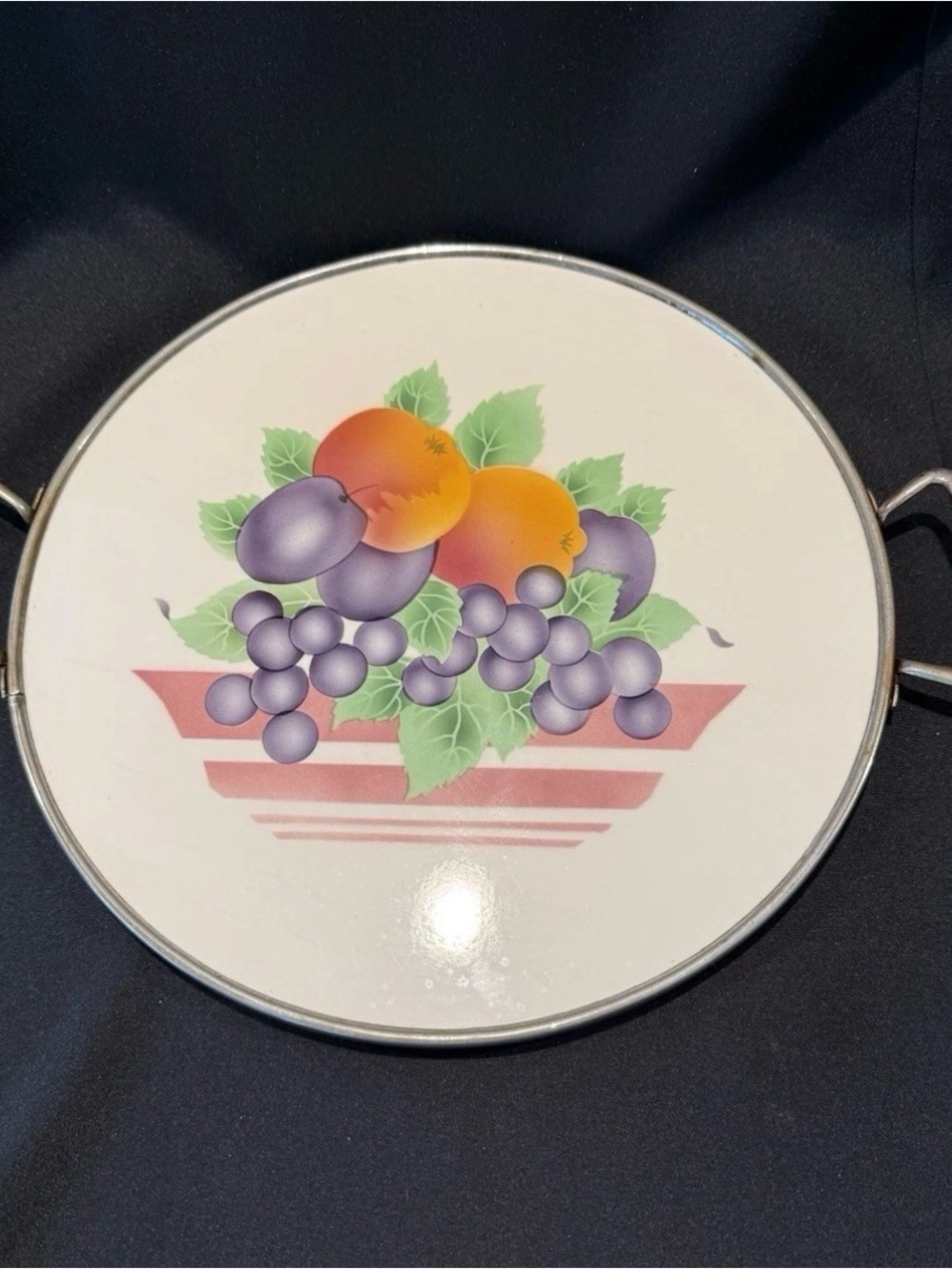 Vintage German Grunstadt Echt Keramik Fruit Design Cake Plate Serving Tray 4504